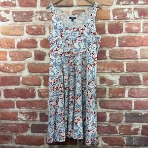 Ralph Lauren Chaps Dress Women's XL Multicolor Floral Leaves Abstract Sundress